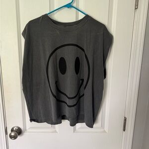 Dressed in LALA Gray Muscle Tee with Smiley Face